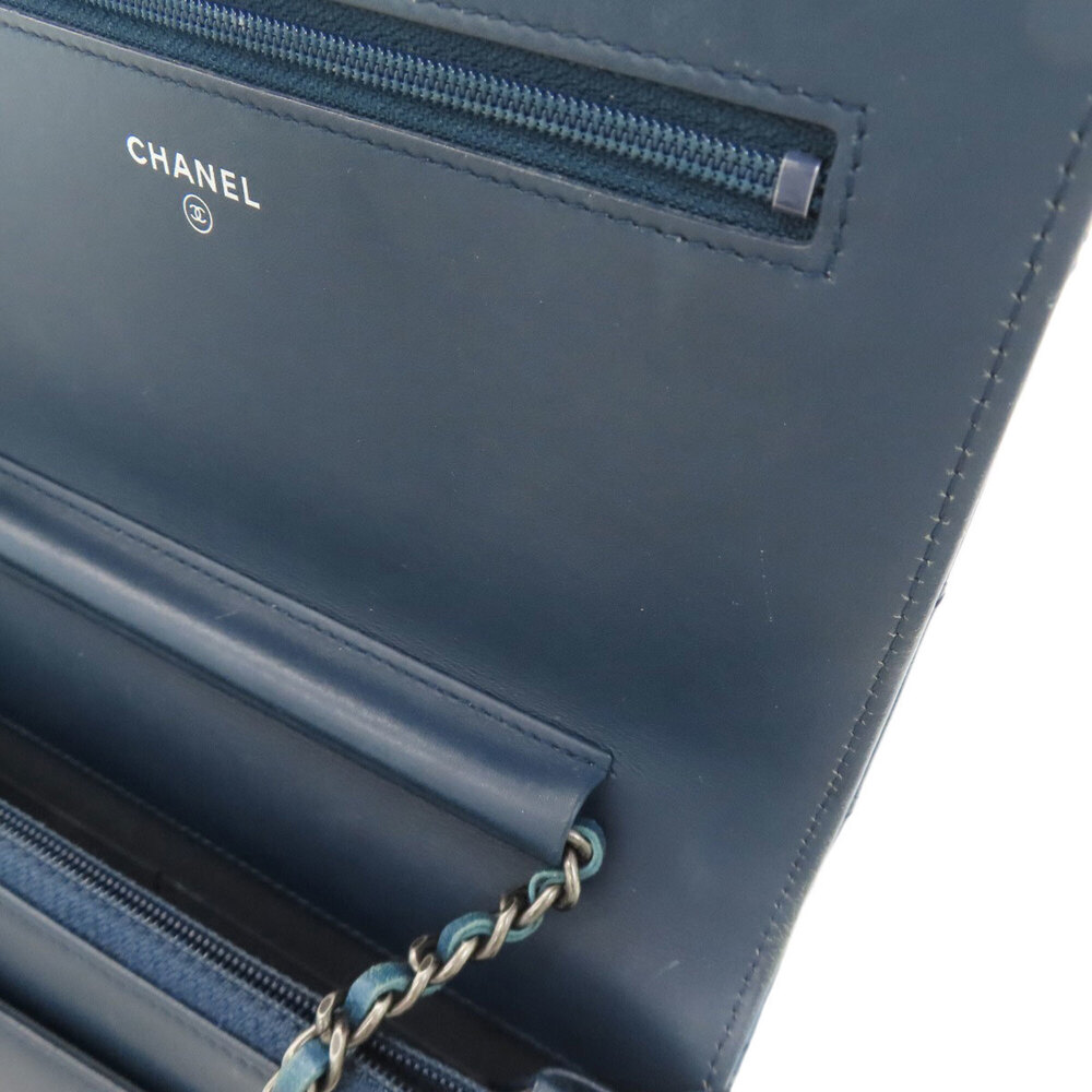 CHANEL Blue Lambskin Leather Logo Wallet - Picture 16 of 16